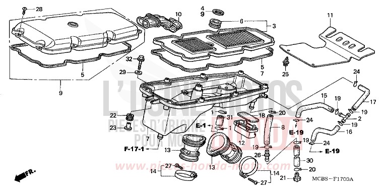 AIR CLEANER for Transalp 650 SHIELD SILVER METALLIC (NH480) from 2003
